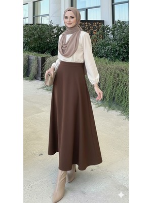 Karsel Kadın Scuba Dalgıç Kumaş Siyah Tesettür Kloş Etek