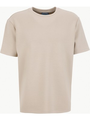 Discovery Expedition D6SM-TST3804 Bej Bisiklet Yaka Rahat Düz Erkek T-Shirt