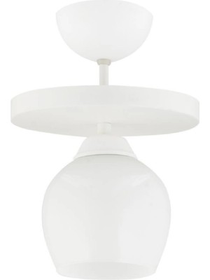 Normadia Modern Beyaz Camlı Yuvarlak Tekli Plafonyer Avize, Şıklık ve Işık Desteği