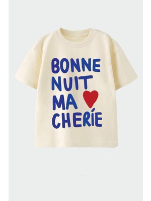 Monila Kız Çocuk Beyaz Baskılı Pamuklu Bisiklet Yaka T-Shirt