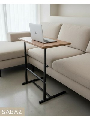 Sabaz Home Yükseklik Ayarlı Laptop Sehpası - C Sehpa - Koltuk Sehpası - Çam