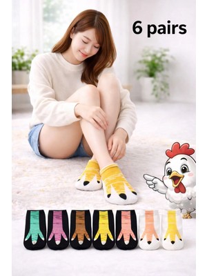 UZN Socks 6 Çift Tavuk Ayağı Desenli Çorap | Eğlenceli & Yumuşak Dokulu | Unisex
