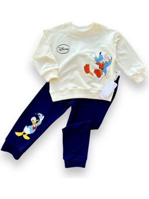 Lokiboo 6-9-12-18 Ay Ördek Baskılı Pamuk Penye Kumaş Erkek Bebek Takımı