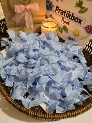 Pratikbox Keten Orta Fiyonk / 1,5 Cm'lik / Hediyelik / Süsleme / Mavi Renk / 50 Adet