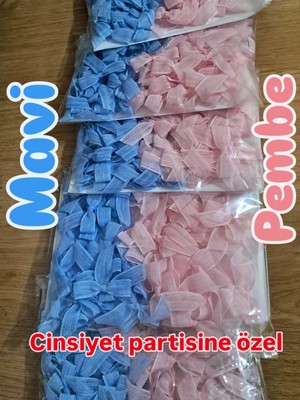 Pratikbox Keten Orta Boy Fiyonk / 1,5 Cm'lik / Hediyelik / Süsleme/cinsiyet Partisi /pembe 25 ve Mavi 25 Adet