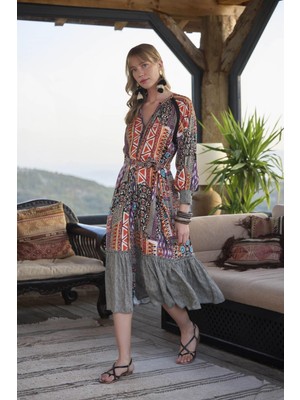 Civetta Etnikdesenli Kuşaklı Elbise