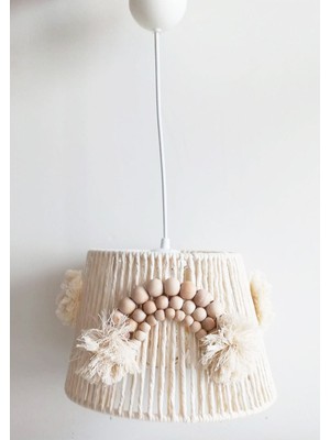 Normadia Renkli Makrome Ip Sargılı Ahşap Boncuklu Çocuk ve Bebek Odası Avize