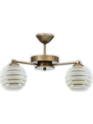 Normadia Modern Gold Şerit Camlı 2'li Plofonyer Avize, Şıklık ve Zarafet Sunar