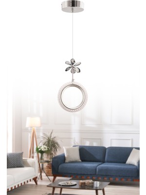 Normadia Renkli Gümüş LED Avize, Şık ve Modern Aydınlatma Seçeneği