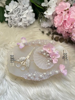 Epoksi Tepsi Lila Taşlı Nişan Tepsisi Küçük Boy