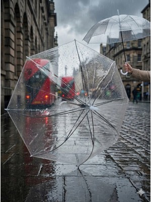 Çaylar Avm Şemsiye Şeffaf 8 Telli Fiber Kırılmaz Rüzgar Ters Döndürür Tekrar Düzelt Kullan 95 cm