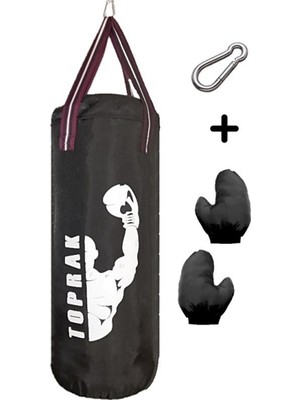 Lokiboo Boks Torbası Eldiven ve Karabina Hediyeli Içi Dolu 60X22CM Siyah