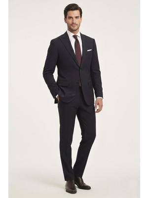 Uki Lacivert Sivri Yaka Comfort Fit Klasik Takım Elbise