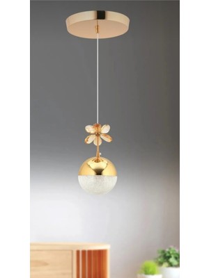 Normadia Altın Renk Kelebek Tasarımlı Tekli LED Avize, Şık ve Parlak Aydınlatma