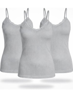 Woan Comfort 3’lü Ribana Askılı Atlet Seti – Dantel Yaka – Günlük Konfor