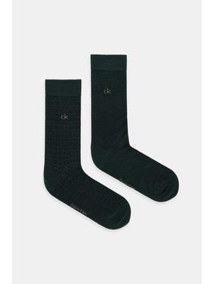 Calvin Klein Erkek Desenli Çorap 2'li Paket - Yeşil