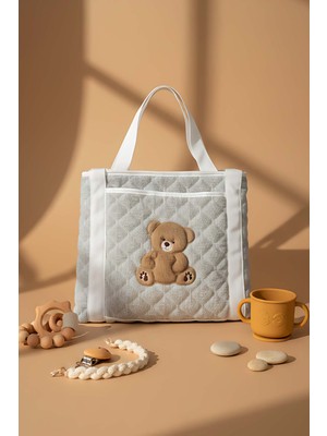 Ayıcıklı Çok Amaçlı Anne Bebek Bakım Çantası, Alt Açma Minderi