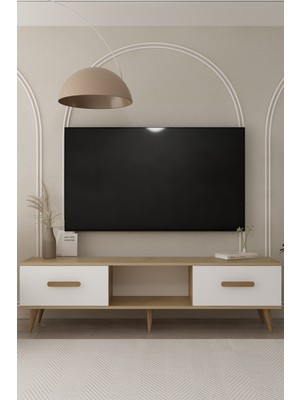 Demonte Decor 1386TV150DD-1 Tv Sehpası-Safir-Beyaz-Safir