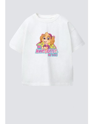 Monila Kız Çocuk Pamuklu Bisiklet Yaka Baskılı T-Shirt