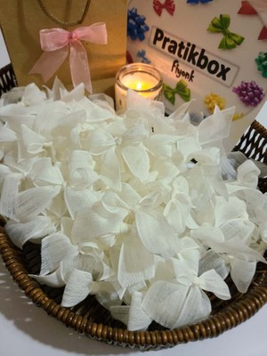 Pratikbox Keten Büyük Boy Fiyonk / 2,5 Cm'lik / Hediyelik / Süsleme / Açık Krem Renk / 50 Adet