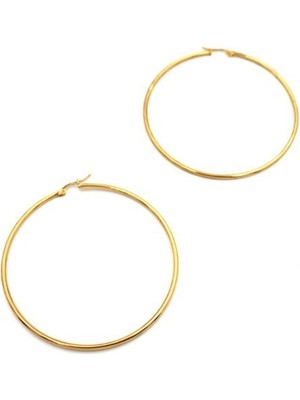 Royaleks Çelik Halka Küpe -7 cm - Altın