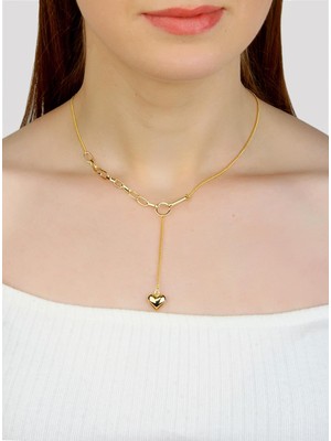 Klips Concept Kalp Obje Detay Zincir Kolye