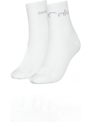 Calvin Klein Kadın Logolu Kısa Çorap 2'li Paket - Beyaz