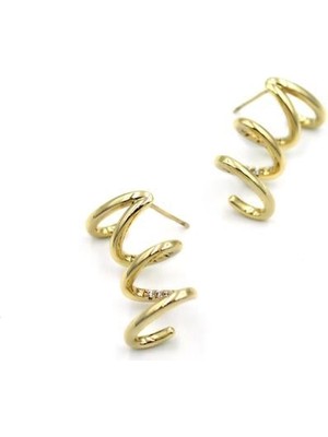 Royaleks Taşlı Kıvrımlı Küpe - Altın