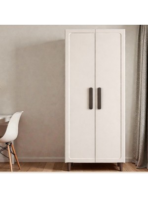 Flances Himalaya Ayaklı Tasarım 2 Kapaklı Aytaşı Mdf Gardırop