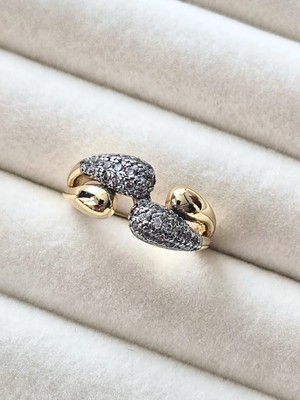 Diva Viva - Noir Pebble Ikili Form Yüzük (KOD-430)