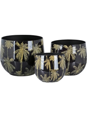 LuckyArt Palm Breeze Dekoratif 3lu Saksı Seti