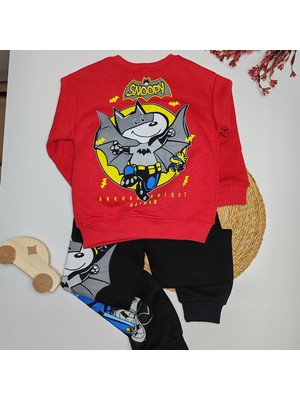 Moda Rüyası Batman Snoopy Kırmızı Erkek Çocuk Alt Üst Takım – 3-8 Yaş