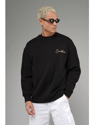 AURA 7 Collection Erkek Giyim Creation Yazı Nakışlı Sweatshirt