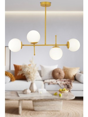 Normadia Modern 4'lü Gold Mutfak, Yatak Odası ve Salon Avize Seti