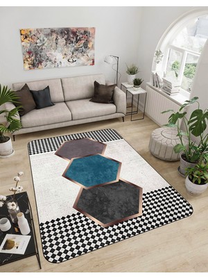 Dijidekor Shine M(271) Turkuaz Saçaksız Mutfak Koridor Yolluk Salon Yatak Odası Halısı