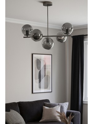 Normadia Modern Renkli Camlı 5'li Salon ve Mutfak Avizesi