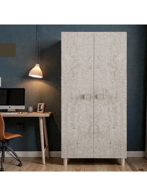 Flances Koncerto Ayaklı Tasarım 2 Kapaklı Mdf Gardırop