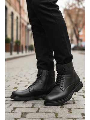 Conteyner 562 Içi Polarlı Kaymaz Taban Fermuarlı Siyah Erkek Bot