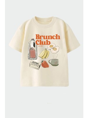 Monila Unisex Çocuk Baskılı Pamuklu Bisiklet Yaka T-Shirt