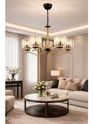 Normadia Şık 5’li Sarkıt Avize, Kristal Taşlı Modern Dekoratif Aydınlatma