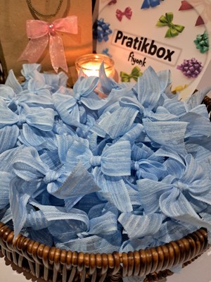 Pratikbox Keten Büyük Boy Fiyonk / 2,5 Cm'lik / Hediyelik / Süsleme / Mavi Renk / 50 Adet