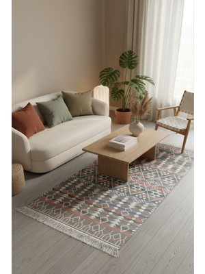Modern Geometrik Desenli Çift Taraflı Yıkanabilir Kilim