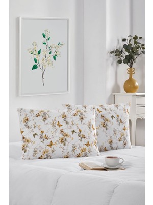 Marla Home 2'li Yastık Kılıfı | Pamuklu | 50X70 cm | Sarıkelebek