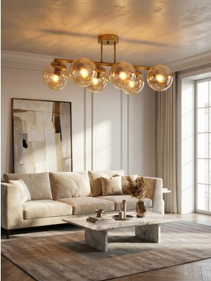 Normadia Şık 6'lı Renkli Glob Camlı Plafonyer Avize, Oturma ve Yatak Odası Için Ideal