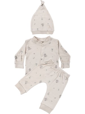 by BebekOdam Unisex Bej Koala Desenli Organik Üçlü Pijama Takımı - 1016451