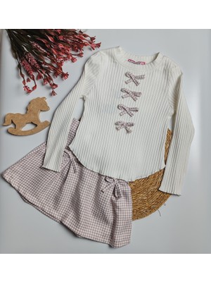 Moda Rüyası Krem Rengi Kız Çocuk Etekli Alt Üst Takım – 2-7 Yaş