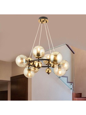 Normadia Modern Siyah Gold Yuvarlak Avize, Cafe ve Restoran Dekoru Için Şık Aydınlatma