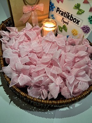 Pratikbox Keten Büyük Boy Fiyonk / 2,5 Cm'lik / Hediyelik / Süsleme / Pembe Renk / 50 Adet