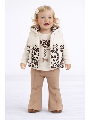 Kız Bebek 3’lü Takım – Sweatshirt, Yelek ve Pantolon  05213 V