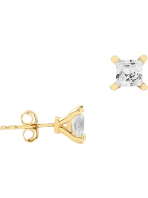 Hakan Mücevherat Tek Taş Küpe 14 Ayar Altın